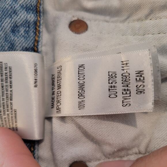 Agolde 90s Jeans Womens 28 Distressed Raw Hem Denim Stretch Pockets Pants READ - Picture 13 of 14